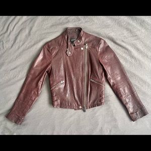 Club Monaco - Burgundy Leather Moto Jacket size XS
